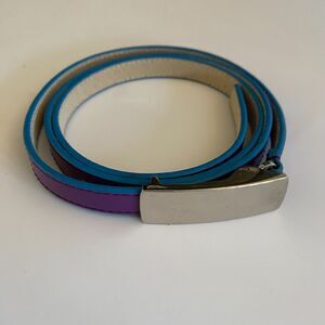Lodis Purple‎ Belt Leather Size Large Silver Buckle Ladies 44" x 0.5"